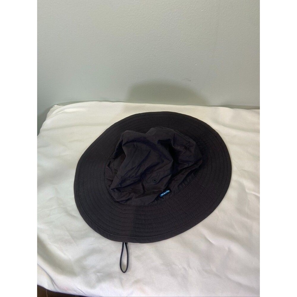 KAVU WOMENS NYLON BLACK SUN HAT WITH TIE SIZE LARGE PACKABLE